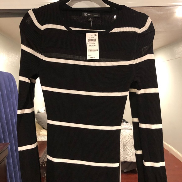 INC International Concepts Tops - NWT BLACK STRIPED LONG SLEEVE